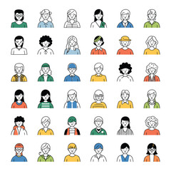 Collection of Diverse Cartoon Character Portraits