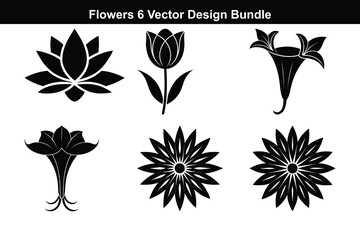 Floral Vector Design Bundle: Elegant Black & White Illustrations.
