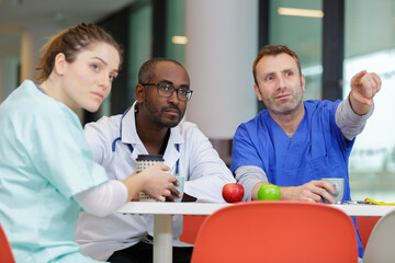 Fototapeta premium group of doctors in the cafeteria