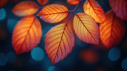 Obraz premium Autumn leaves, backlit, bokeh, nature, design