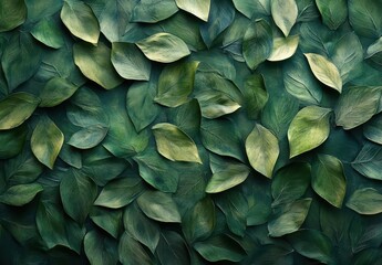 Obraz premium Green and Lush Leaves Texture Background for Nature Inspired Designs, Relaxation Spaces, Eco-Friendly Themes, and Creative Projects