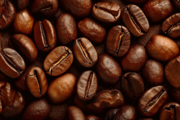 Fotografía profesional, Fondo de granos de café arabica tostados, realista, 4k