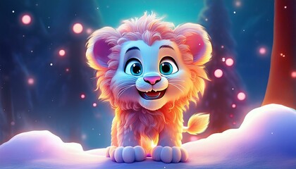 Löwe in einer Winterlandschaft