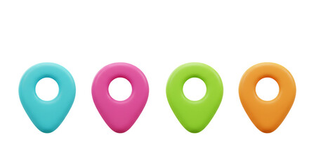 Fototapeta premium Colorful Location Pin Icons - 3D Rendered Navigation Pointers