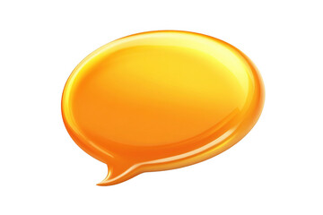 yellow speech bubble icon. Holiday illustration of a cartoon glossy message chat box on a white background