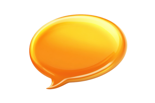 yellow speech bubble icon. Holiday illustration of a cartoon glossy message chat box on a white background