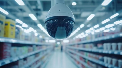 Security camera in a supermarket aisle