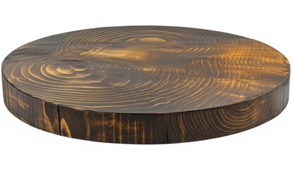 Dark Brown Round Wooden Slice with Visible Grain Texture