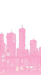 Obraz premium Cyberpunk Cityscape Vector Art Illustration in Pastel Colors