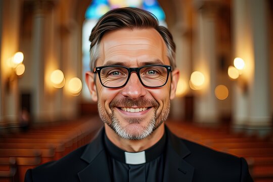 AI un prete cattolico che sorride 01