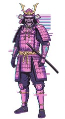 Obraz premium Futuristic Neon Samurai with Pastel Colors