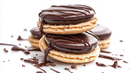 Sandwich cookies with a chocolate splash