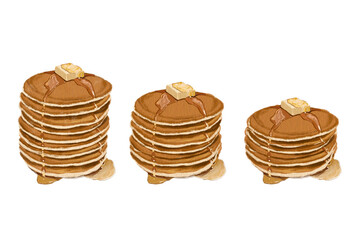 Pancakes Dessert Cafe Restaurant sweet, cute, vintage, hand drawn on transparent background