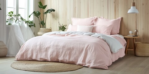 A beautifully styled bedroom features a comfortable bed and decor elements