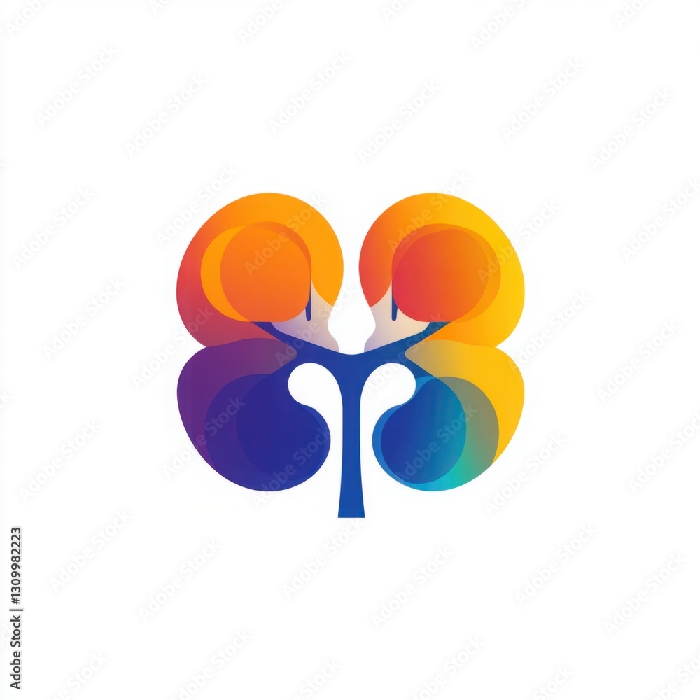 Poster vibrant abstract tree design with colorful circular leaves representing growth and nature in contemp