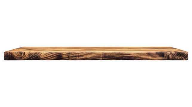 wooden shelf on transparent background