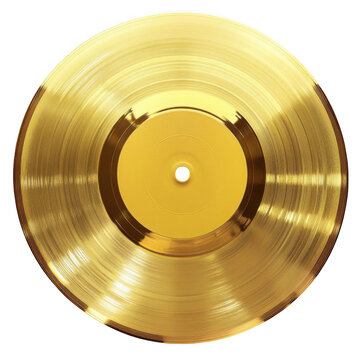 Golden, shiny, blank music album vinyl disc award	
