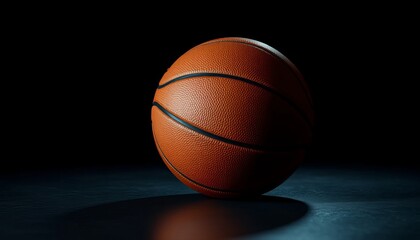 Obraz premium Orange Basketball on Dark Background with Dramatic Lighting Effects