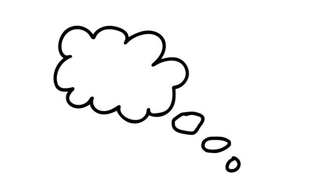 Hand drawn Thinking cloud bubble cartoon style animation with chroma key, thinking bubble scribble 