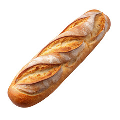 3D PNG of a Fresh Baguette with Crispy Crust – Transparent Background High-Quality Realistic Bread Image.AI Generated.