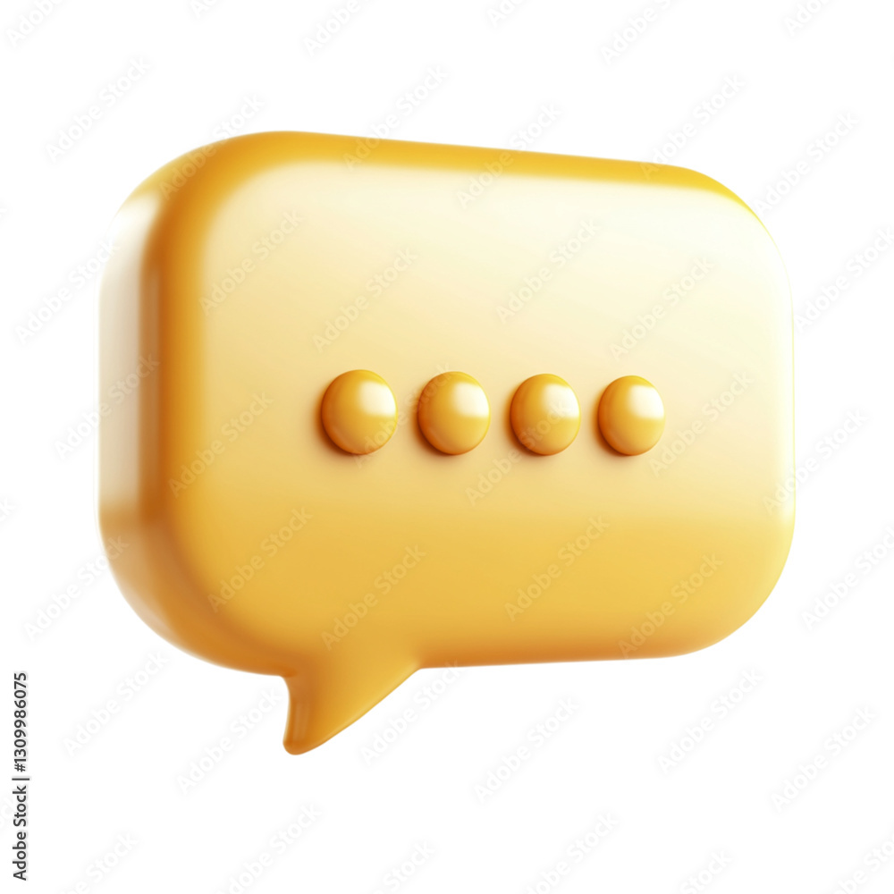 Aufkleber golden 3d speech bubble chat message box icon design element digital illustration modern communicati