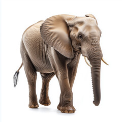 Obraz premium Elephant Walking Isolated on White Background 