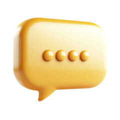 Golden 3D Speech Bubble Chat Message Box Icon Design Element Digital Illustration  Modern Communication Graphic  Abstract Yellow  Social Media Post ui ux app shiny reply , Transparent Background