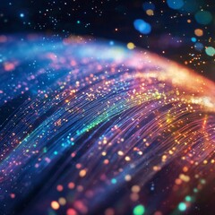 Fototapeta premium Abstract Data Stream: Colorful Light Trails in a Cosmic Network of Information Flow.