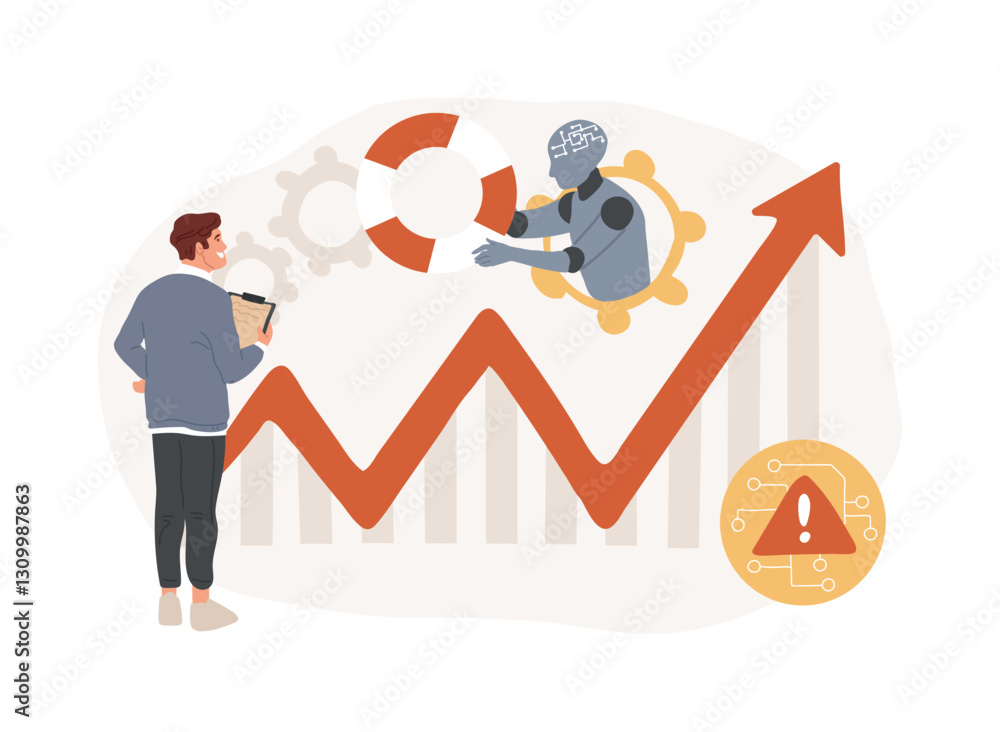 Aufkleber ai-powered crisis response simulation abstract concept vector illustration.