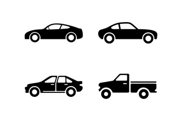 Fototapeta premium Sleek Black Vehicle Silhouettes: Design Elements car van bus set icon 
