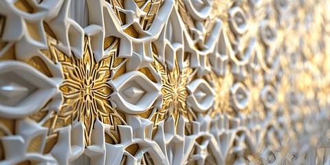 Luxurious Islamic Geometric Pattern in Gold and White
