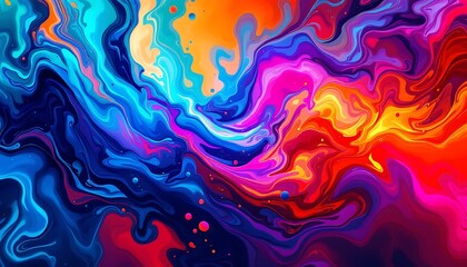 Vibrant Abstract Swirls of Color: A Digital Painting