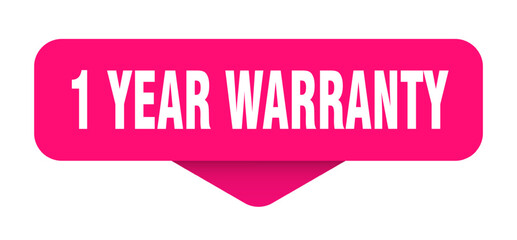 1 year warranty sticker. 1 year warranty sign on transparent background