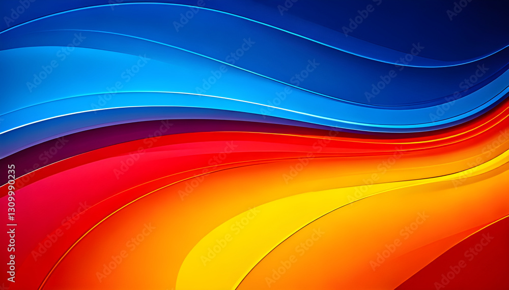 Poster colorful wavy lines creating abstract background design