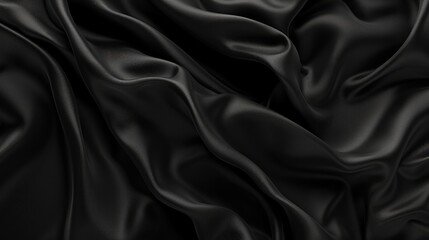 Obraz premium Black fabric with glossy silk texture and soft creases