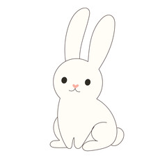 Cute Drawn Easter Bunny Character. Doodle baby Rabbit Kawaii Funny Outline Animal. Happy Easter  Holiday Greeting Card Design Element. White Rabbit Mascot. Greeting Gift Simple Art.