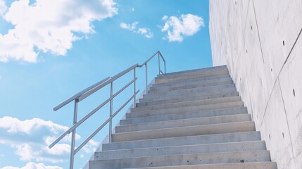Fototapeta premium Upward Staircase Minimalist Abstract Sky Background