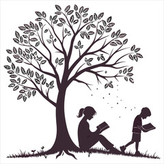 silhouette international children”s book day on white background
