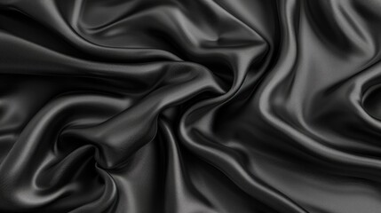 Fototapeta premium Glossy black silk fabric for fashion or textile background