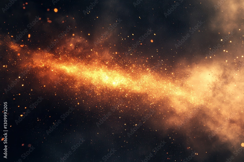 Poster powerful light breaks through darkness illuminating vibrant color sparks in a cosmic display generat