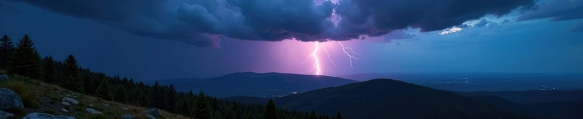Dark storm clouds gather at Spruce Knob summit, thunderstorm, lightning