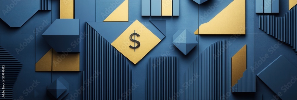 Poster Sophisticated paper art background with geometric shapes symbolizing financial growth and depth Generative AI