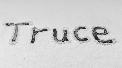 Truce text on white background. Armistice