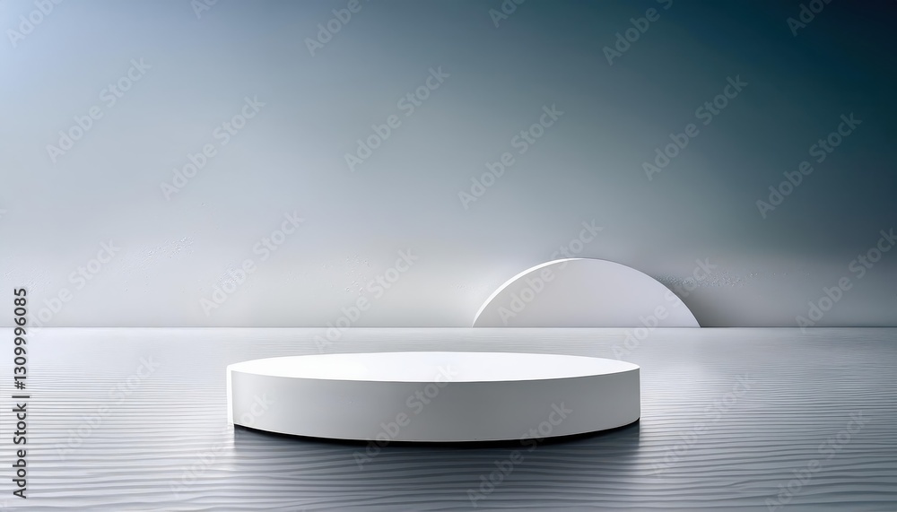 Poster stunning white minimalist geometric showcase empty 3d product display for modern design, illuminatin