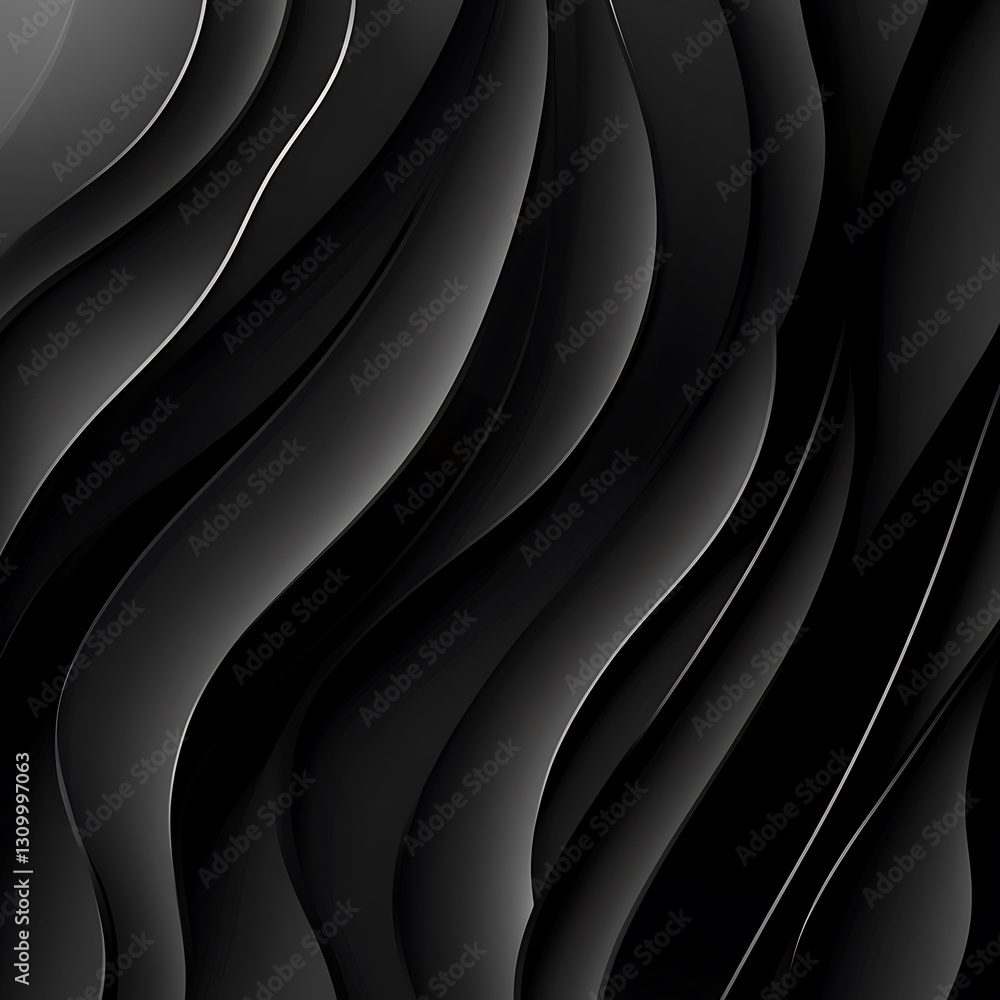 Poster abstract composition of abstract lines with flowing black shapes