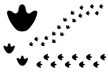 Decorative Simple Herbavore Dinosaur Tracks or Walking Footprints, Silhouette Clipart set on a Transparent Background