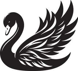 Fototapeta premium Flying Swan Outline Illustration
