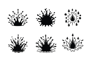 Obraz premium Various Black Ink Splash and Drop Vector Graphic Designs