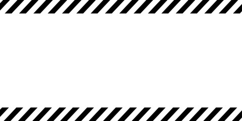 Blank under construction, caution, warning, stop, halt template with black yellow tape. Safety, police sign, do not cross, security warning zone blank space for text or message. Vector Illustration.