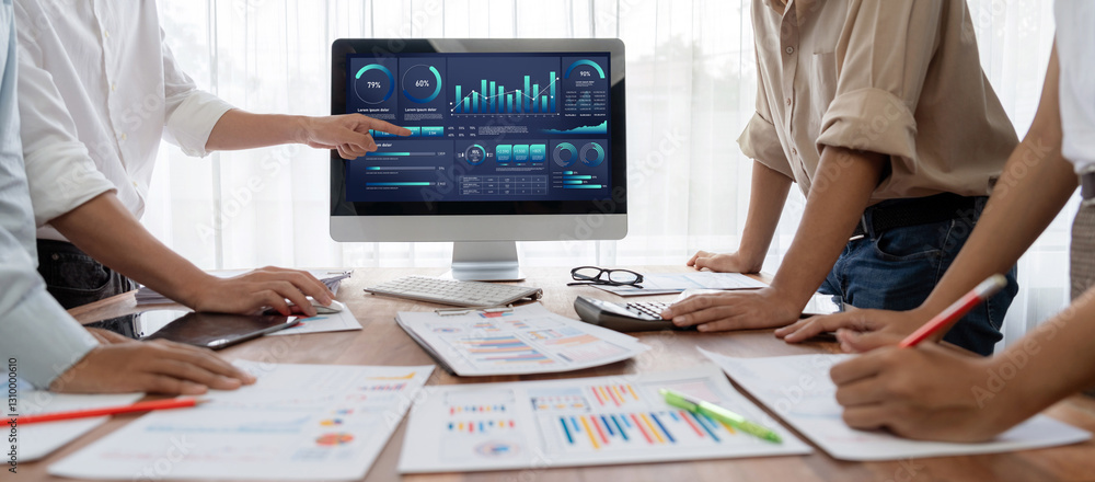 Poster Business data dashboard provide business intelligence analytic for marketing strategy planning brisk with big data set to analyze customer demands and foreseeing business future